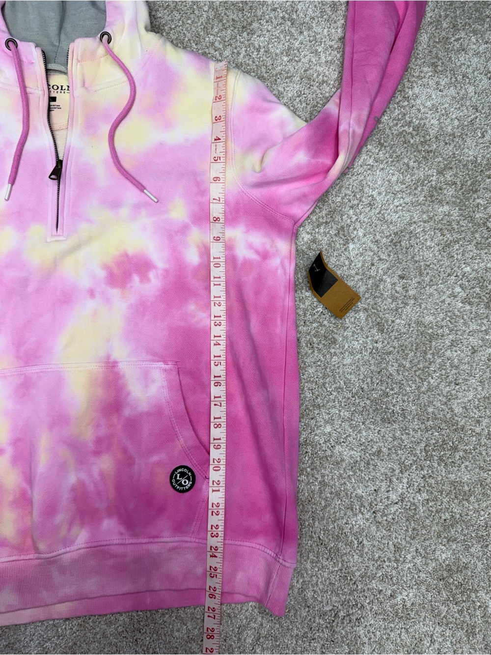 Lincoln Outfitters Women's Pink Yellow Tie-Dye Half Zip Hoodie NWT Size XL - Picture 12 of 12
